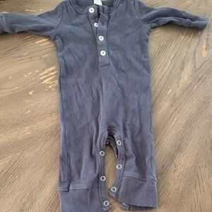 kate quinn Navy Ribbed Long-Sleeve Baby One-Piece